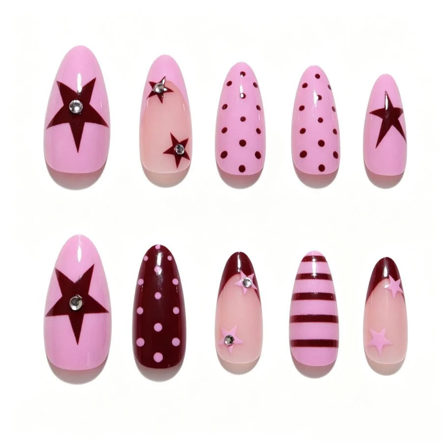 Press-On Nail Set Asymmetrical Glitter Salon-Ready