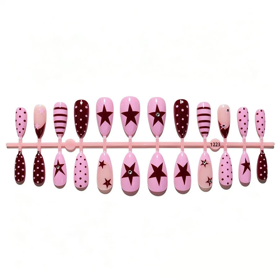 Press-On Nail Set Asymmetrical Glitter Salon-Ready