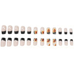 Press-On Nail Set Autumn Floral Easy Application 24 Pieces