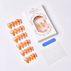 Press-On Nail Set Autumn Floral Easy Application & Long-Lasting