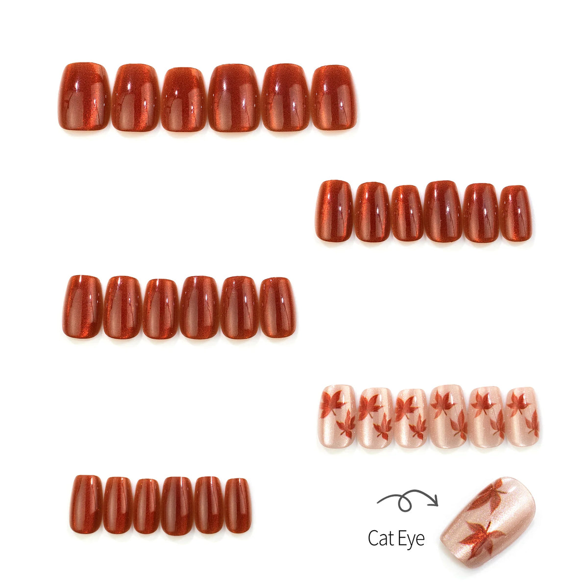 Press-On Nail Set Autumn Leaf Design Easy Application