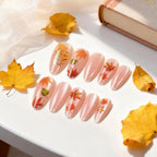 Press-On Nail Set Autumn Leaf Design Multiple Sizes