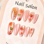 Press-On Nail Set Autumn Leaf Design Multiple Sizes