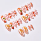 Press-On Nail Set Autumn Leaf Design Multiple Sizes