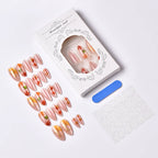 Press-On Nail Set Autumn Leaf Design Multiple Sizes