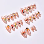 Press-On Nail Set Autumn Leaf Designs Peel-And-Press Reusable