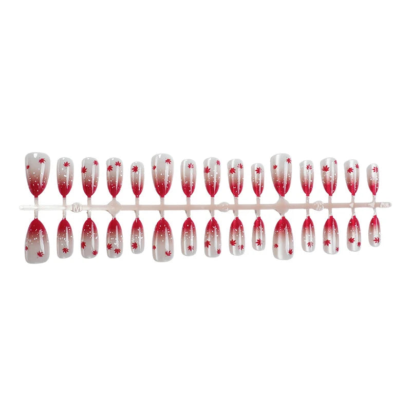 Press-On Nail Set Autumn Leaf Ombre Long-Lasting