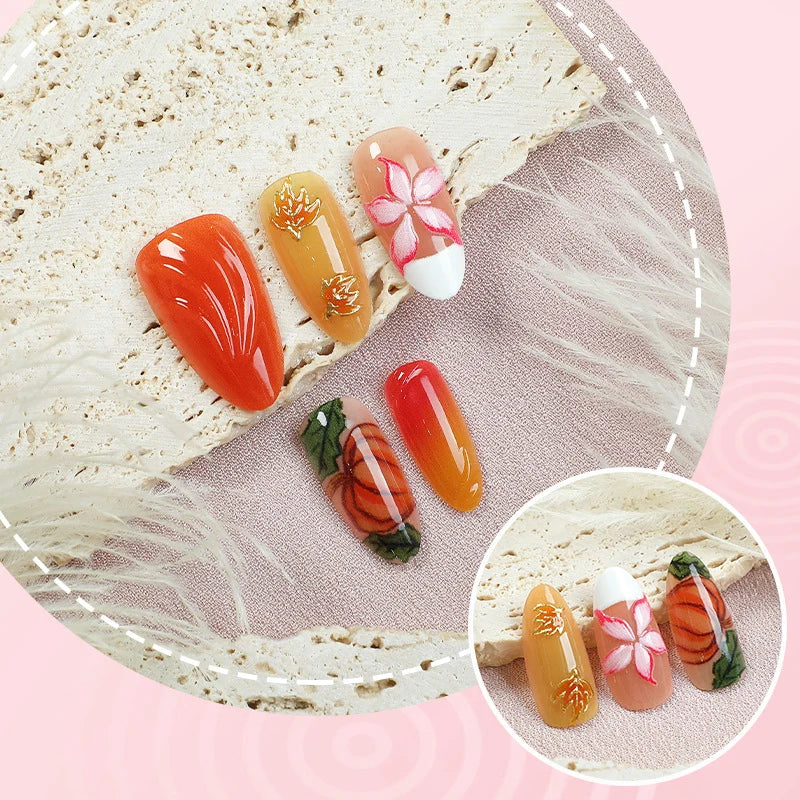 Press-On Nail Set Autumn Leaves & Floral Multiple Sizes