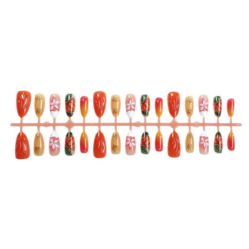 Press-On Nail Set Autumn Leaves & Floral Multiple Sizes