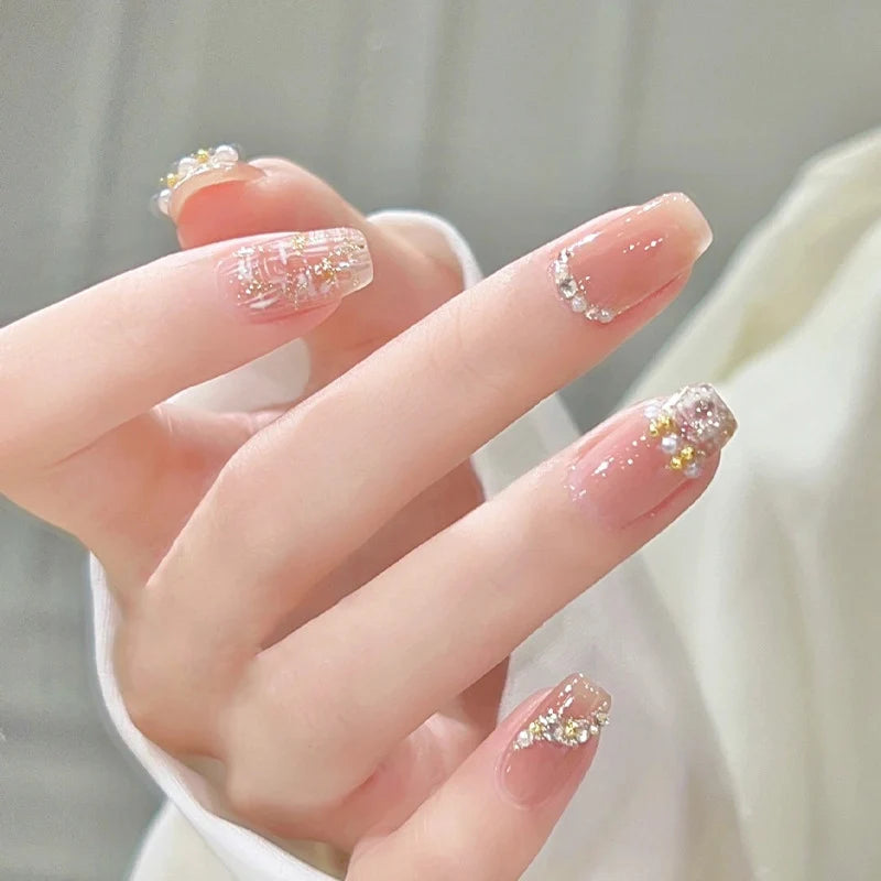 Press-On Nail Set Bejeweled Crystal No Glue