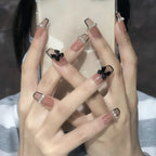 Press-On Nail Set Black Butterfly Glue-On Reusable
