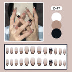 Press-On Nail Set Black Butterfly Glue-On Reusable