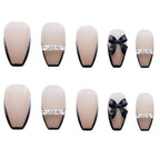 Press-On Nail Set Black Butterfly Glue-On Reusable