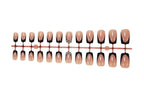 Press-On Nail Set Black French Tips Rhinestone Accents