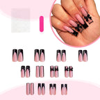 Press-On Nail Set Black & Pink Easy Apply