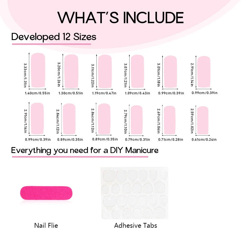 Press-On Nail Set Black & Pink Easy Apply