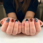 Press-On Nail Set Black Red Floral Durable Easy Application