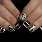 Press-On Nail Set Black & White Designs Easy Application