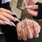Press-On Nail Set Black & White Polka Dot Reusable