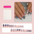 Press-On Nail Set Blue Floral French Tip