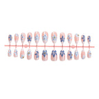 Press-On Nail Set Blue Floral French Tip