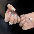 Press-On Nail Set Blue Floral Peel & Stick