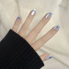 Press-On Nail Set Blue Floral Peel & Stick