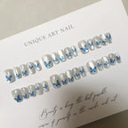 Press-On Nail Set Blue Floral Peel & Stick