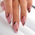 Press-On Nail Set Blue Gold Accents Easy Application