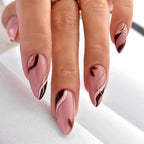 Press-On Nail Set Blue Gold Accents Easy Application