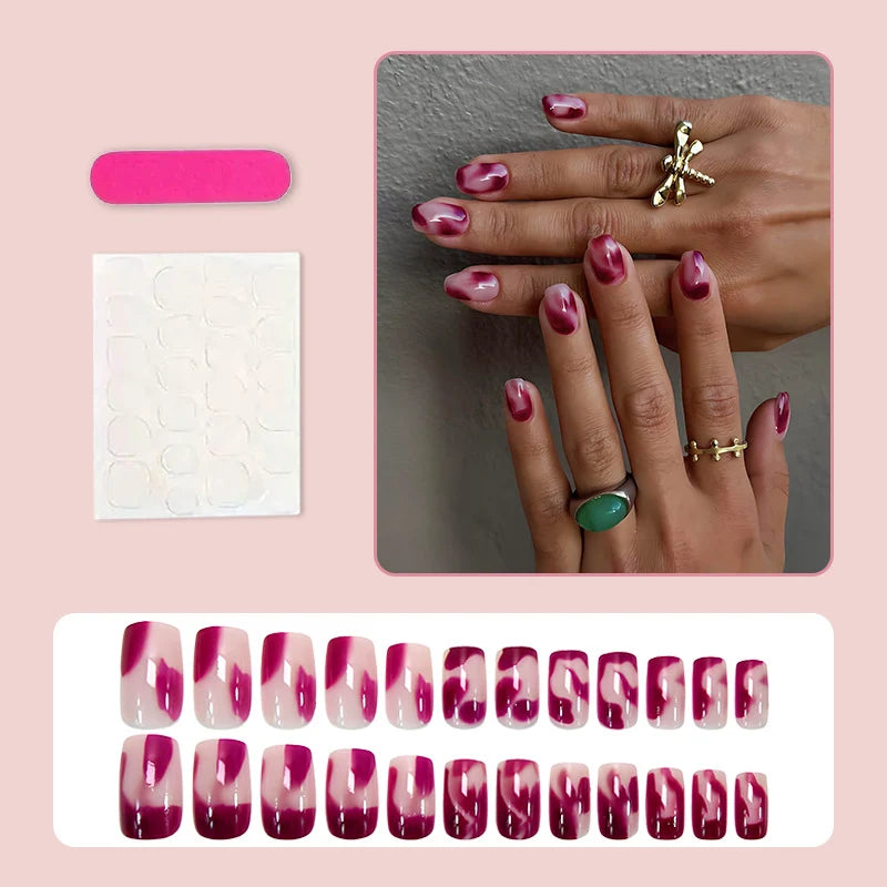 Press-On Nail Set Blue Gradient & Easy Application