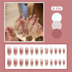 Press-On Nail Set Blush Rose Floral Glue-On Multiple Sizes