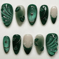 Press-On Nail Set Botanical 3D Embellishments Long-Lasting Finish