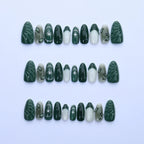 Press-On Nail Set Botanical 3D Embellishments Long-Lasting Finish