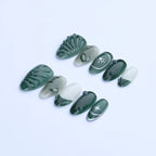 Press-On Nail Set Botanical 3D Embellishments Long-Lasting Finish