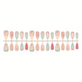 Press-On Nail Set Botanical Art Self-Adhesive Multiple Sizes