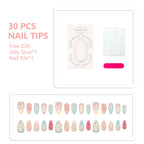 Press-On Nail Set Botanical Art Self-Adhesive Multiple Sizes