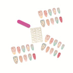 Press-On Nail Set Botanical Art Self-Adhesive Multiple Sizes
