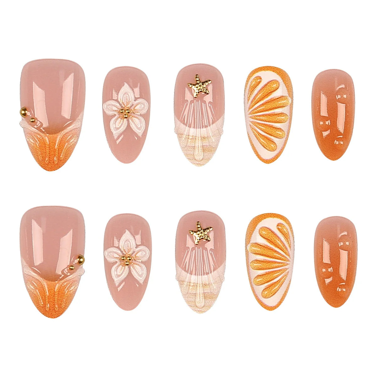 Press-On Nail Set Botanical Designs Reusable Adhesive Tabs