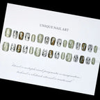 Press-On Nail Set Botanical Designs Strong Adhesive Multiple Sizes