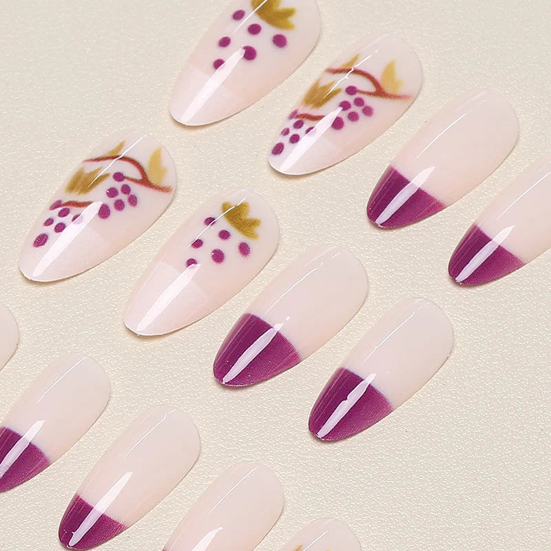 Press-On Nail Set Botanical Floral Reusable & Lightweight