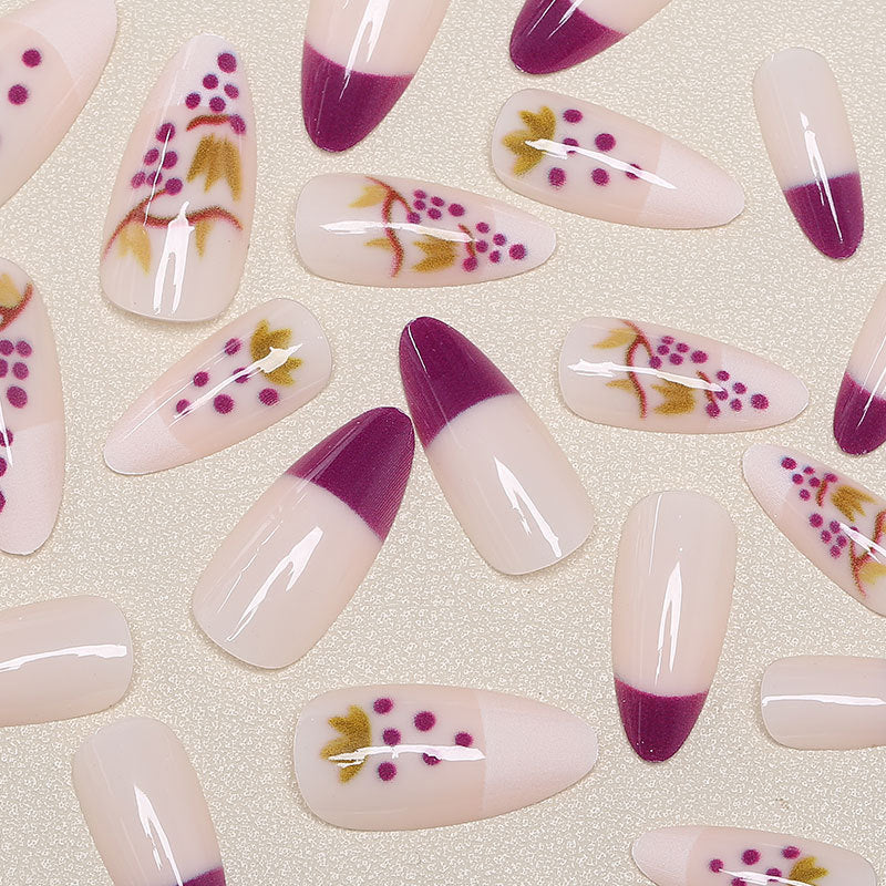 Press-On Nail Set Botanical Floral Reusable & Lightweight