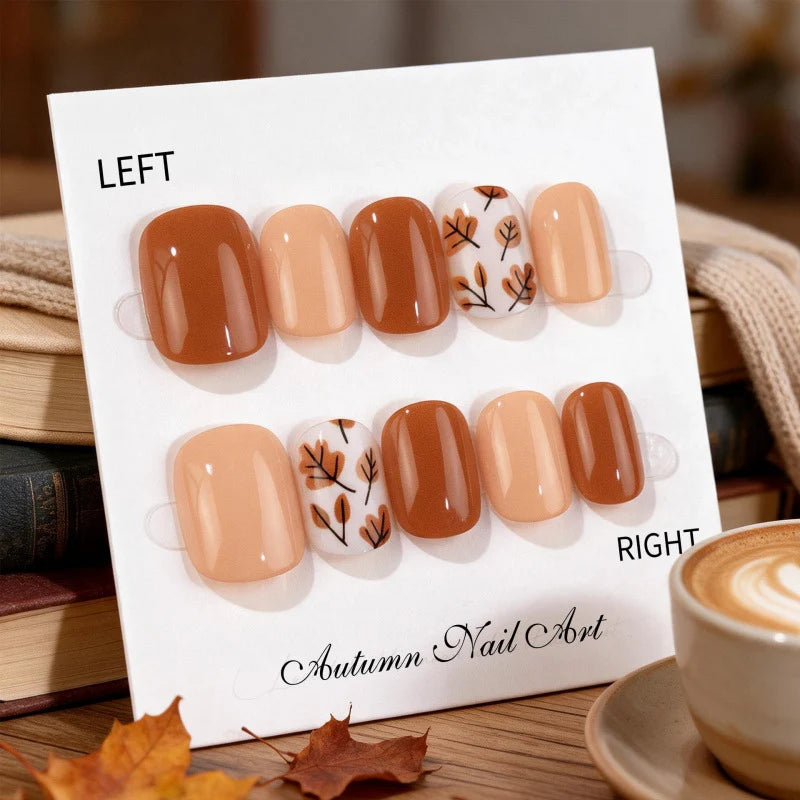 Press-On Nail Set Botanical Leaf Peel & Stick