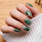 Press-On Nail Set Botanical Motifs Reusable Eco-Friendly