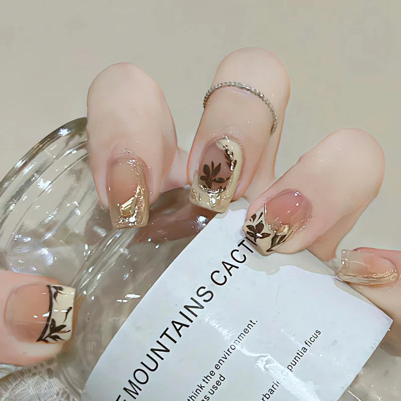 Press-On Nail Set Botanical Prints Peel-And-Stick & Reusable
