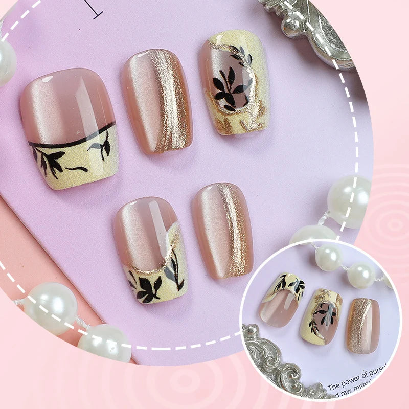 Press-On Nail Set Botanical Prints Peel-And-Stick & Reusable