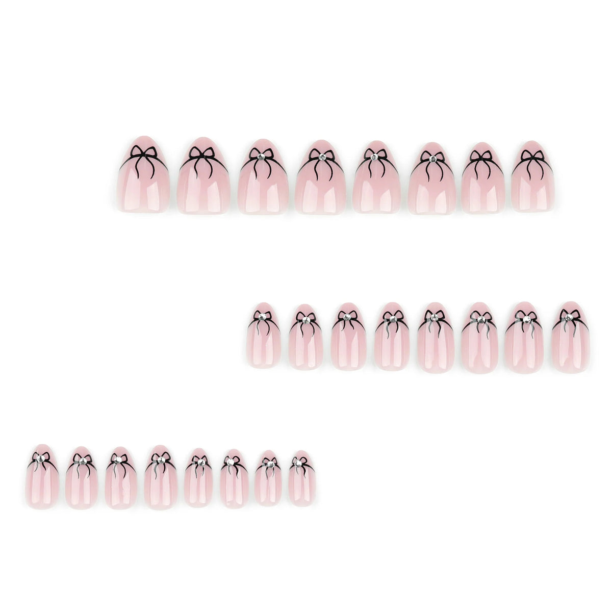 Press-On Nail Set Bow Accents Self-Adhesive