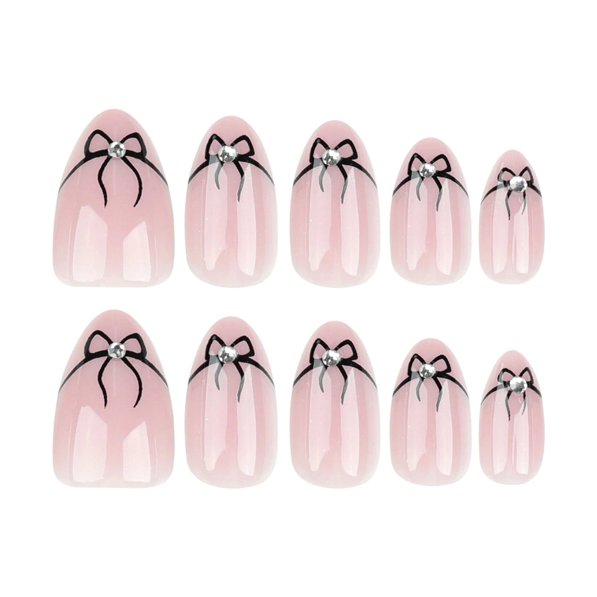 Press-On Nail Set Bow Accents Self-Adhesive