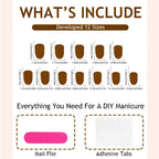 Press-On Nail Set Bow Design Easy Application Long-Lasting Wear
