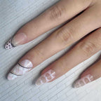Press-On Nail Set Bow & Dot Reusable 24 Pieces With Glue